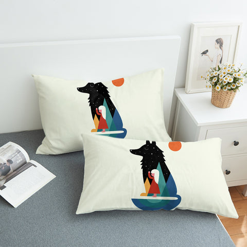 Image of Girl in Wolf Illustration SWZT3482 Pillowcase