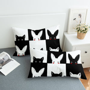 Rabbits and Cats Checkerboard SWZT3489 Pillowcase