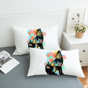 Colorful Spray Wolf SWZT3584 Pillowcase