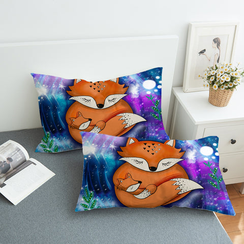 Image of Fox Family in Galaxy SWZT3593 Pillowcase