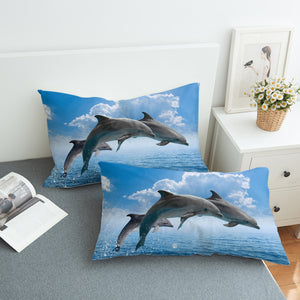 Dolphins Jumping Over Ocean SWZT3614 Pillowcase