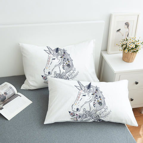Image of Floral Unicorn Sketch  SWZT3652 Pillowcase