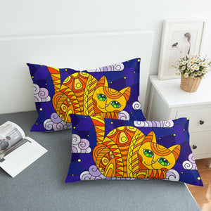 Lying Yellow Aztec Cat SWZT3658 Pillowcase