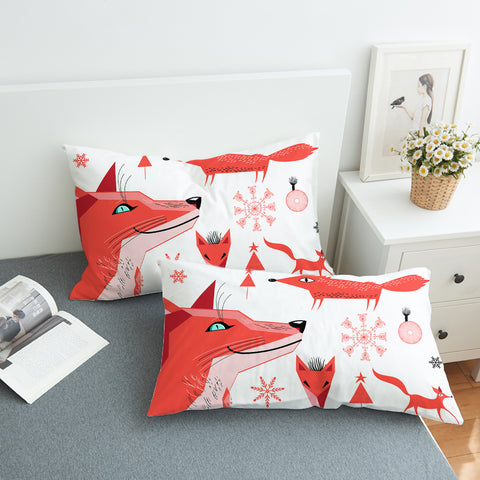 Image of Winter Funny Shapes of Fox SWZT3688 Pillowcase