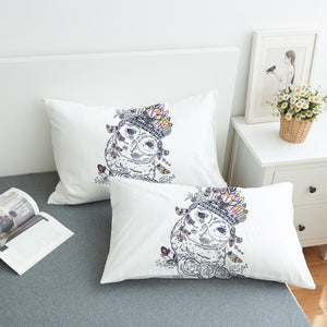 Feather & Floral Owl Sketch SWZT3695 Pillowcase