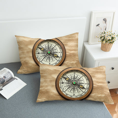 Image of Vintage Brown Compass SWZT3704 Pillowcase