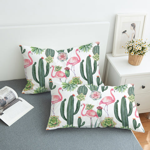 Image of Cactus Flower and Flamingos SWZT3745 Pillowcase