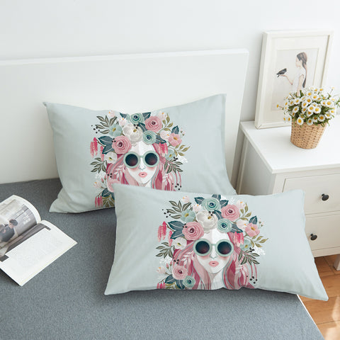 Image of Pretty Floral Girl Illustration SWZT3748 Pillowcase