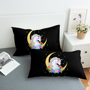 Cute Half Moon Cartoon Unicorn SWZT3762 Pillowcase