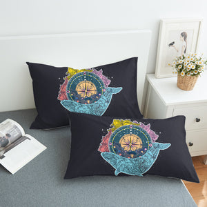 Vintage Floral Pattern on Whale & Compass SWZT3763 Pillowcase