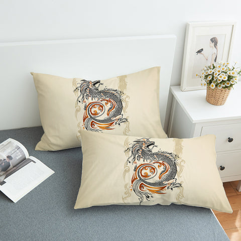 Image of Gold Asian Dragon Beige  SWZT3798 Pillowcase