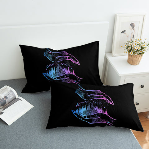 Image of Gradient Blue & Purple Night Forest in Hands SWZT3805 Pillowcase