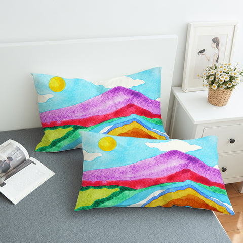 Image of RGB Colorful Waves on Mountain SWZT3808 Pillowcase