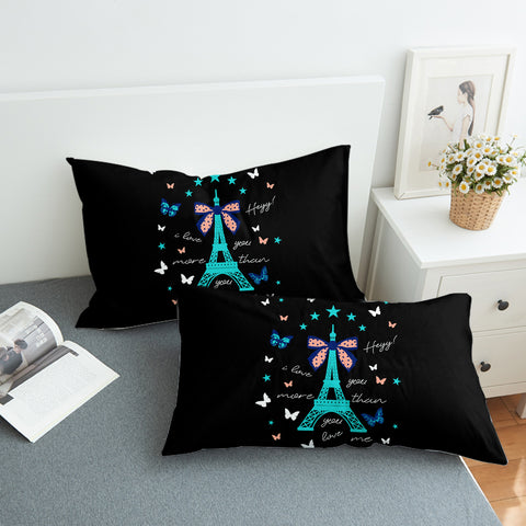 Image of I love You More - Cute Butterfly & Eiffel  SWZT3824 Pillowcase