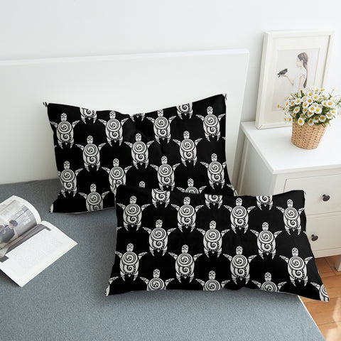 Image of Black & Grey Mandala Turtle Monogram SWZT3861 Pillowcase