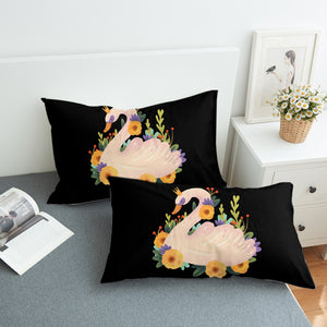 Floral Mute Swan Illustration Art SWZT3882 Pillowcase