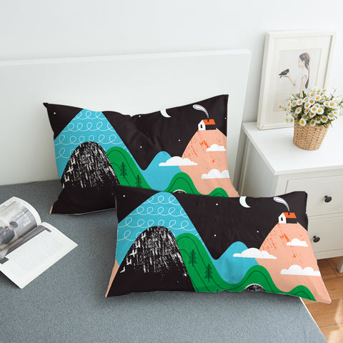 Image of Cute Landscape On Mountain Illustration  SWZT3884 Pillowcase