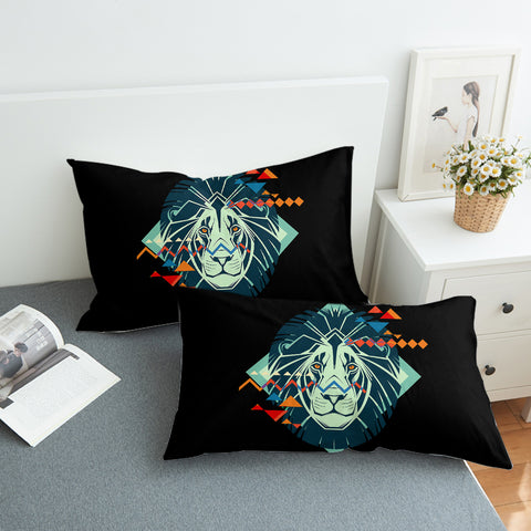Image of Lion Triangle Geometric Illustration SWZT3917 Pillowcase