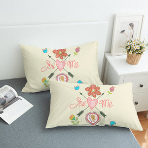 Cute Bohemian Arrow & Flowers Cartoon - You And Me SWZT3918 Pillowcase