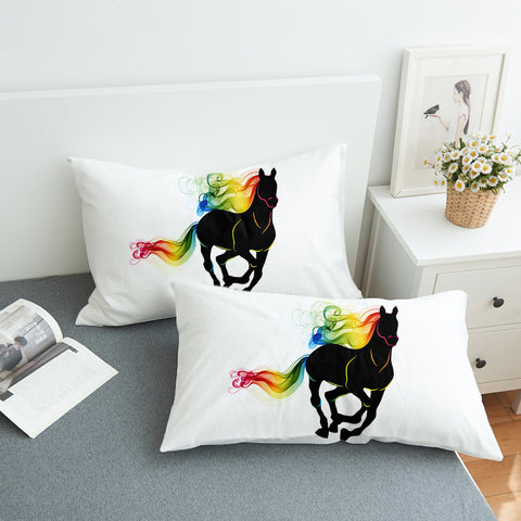 Image of Rainbow Gradient Color Horse SWZT3921 Pillowcase