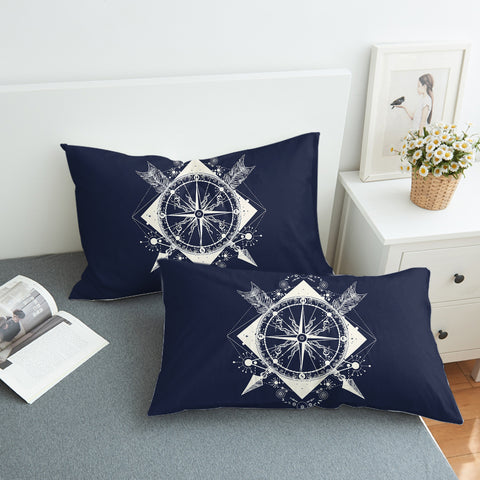 Image of Vintage Compass and Arrows Sketch Navy Theme SWZT3929 Pillowcase
