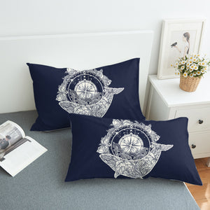 Vintage Floral Whale & Compass Navy Theme SWZT3930 Pillowcase