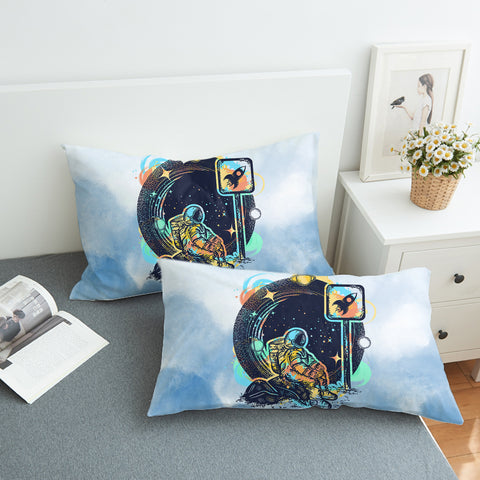 Image of Outer Space Astronaut - Watercolor Pastel Theme SWZT3934 Pillowcase