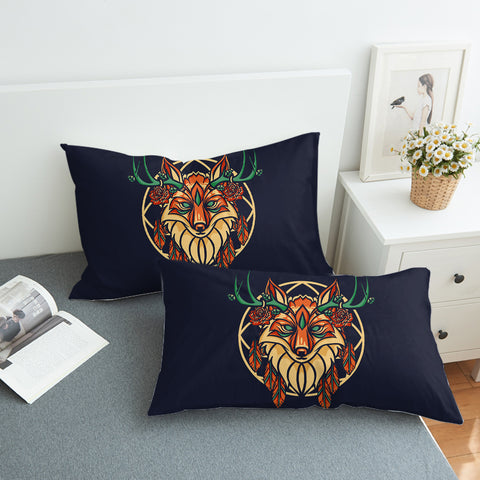 Image of Floral Brown Deer Geometric Illustration SWZT3936 Pillowcase