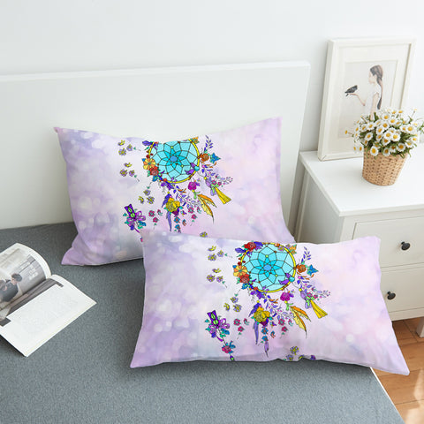 Image of Multicolor Floral Dream Catcher Purple SWZT3942 Pillowcase