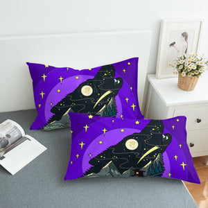 Cartoon Night Landscape Wolf Shape SWZT3945 Pillowcase