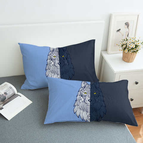 Image of 2-tone Geometric Gray Wolf  SWZT4109 Pillowcase