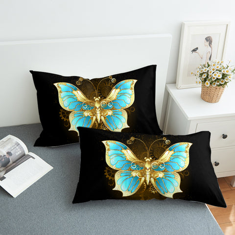 Image of Golden Satin Blue Butterfly SWZT4113 Pillowcase