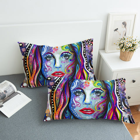 Image of Colorful Watercolor Lady SWZT4218 Pillowcase