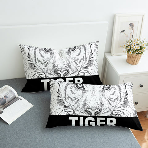 Image of B&W Detail Tiger Sketch SWZT4230 Pillowcase