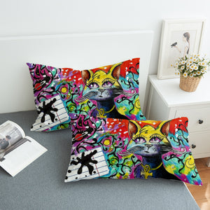 Colorful Curves Art Cat SWZT4232 Pillowcase