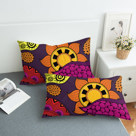 Image of Colorful Modern Japanese Art Mandala Purple SWZT4236 Pillowcase