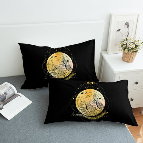 Image of Golden Galaxy Illustration Triangle Zodiac  SWZT4242 Pillowcase