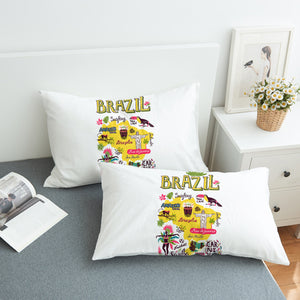 Cartoon Brazil Map Sketch  SWZT4283 Pillowcase