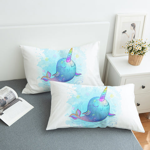 Image of Cute Cartoon Unicorn Whale SWZT4285 Pillowcase