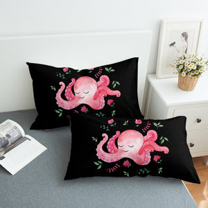 Cute Floral Pink Octopus  SWZT4287 Pillowcase