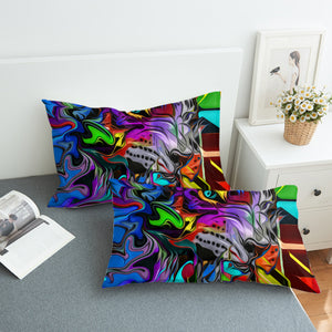 Colorful Curve Art Wolf  SWZT4288 Pillowcase