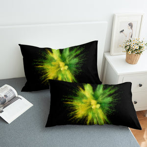 Green & Yellow Splash Black Theme SWZT4301 Pillowcase