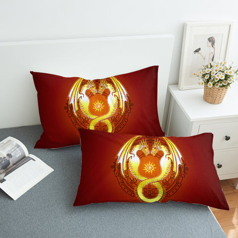 Image of Facing Yellow Europe Dragonfly Fire Theme SWZT4305 Pillowcase