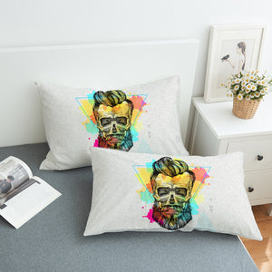 Pastel Watercolor Splash Barber Skull SWZT4306 Pillowcase