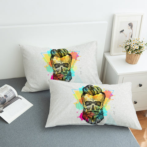 Image of Pastel Watercolor Splash Barber Skull SWZT4306 Pillowcase