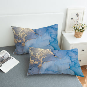 Golden Splash Navy Wave  SWZT4312 Pillowcase