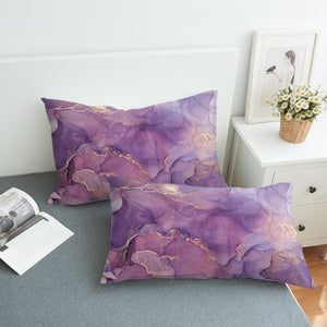 Golden Splash Shade Of Plum Purple SWZT4313 Pillowcase