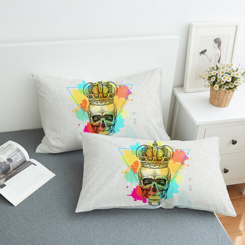 Image of Watercolor Splash King Crown Skull  SWZT4319 Pillowcase