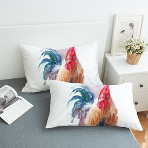 Rooster White Theme Watercolor Painting SWZT4399 Pillowcase