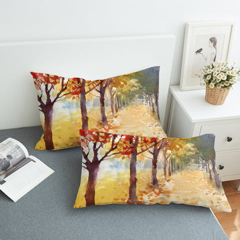 Image of Summer Maple Trees Forest Watercolor Painting SWZT4400 Pillowcase